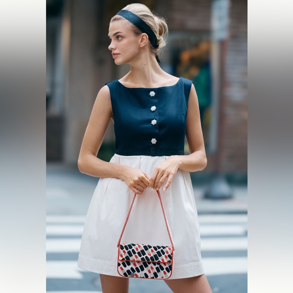 NWT Anthropologie Sleeveless Boat Neck Babydoll Mini Dress - Picture 2 of 11